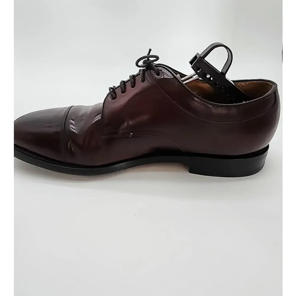 Johnston & Murphy Mens 10 Leather Cap-Toe Oxford Dress Shoes Burgundy Classic